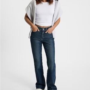 Express Mid Rise Dark Wash Tall Hem Bootcut Jeans